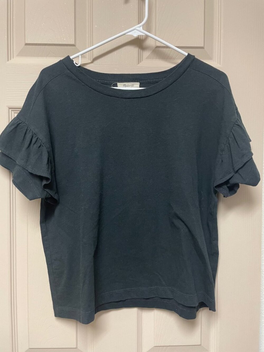 Madewell Black Ruffle Sleeve T-Shirt